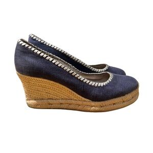 Jack Rogers Palmer Jute-wrapped Wedge Espadrille Midnight Blue Beach 9.5